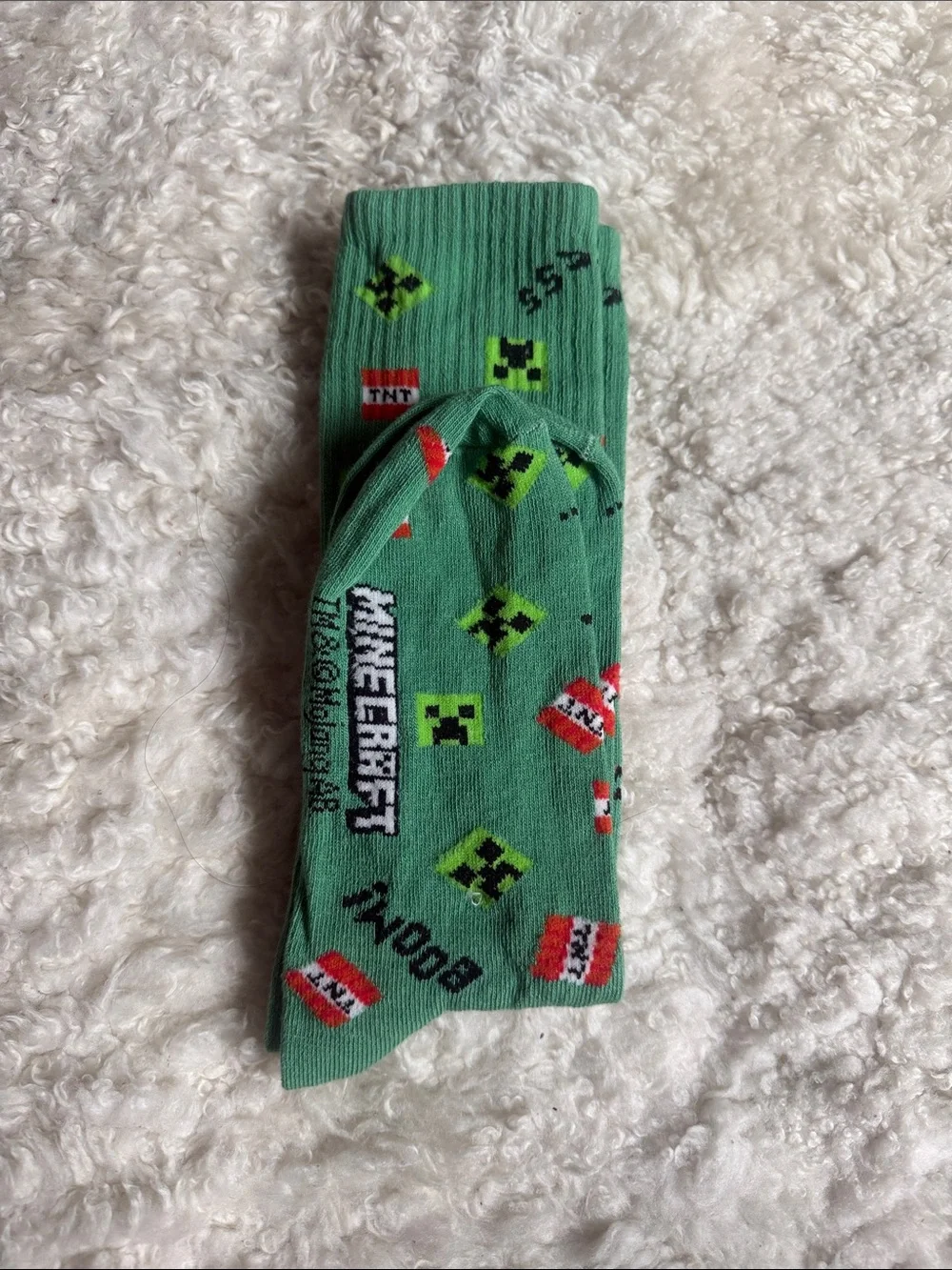 NEW - Minecraft Adult Green Crew Socks with TNT & Creeper Icons
